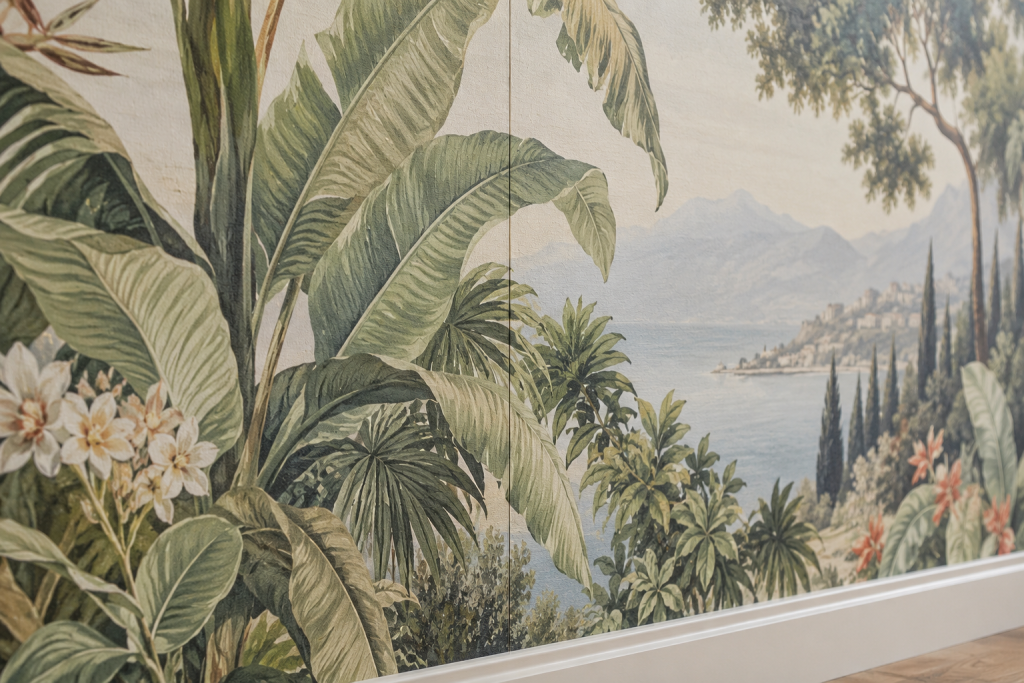 Mural Installation wallpaper design inspiration for a Houston home